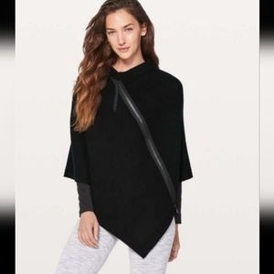 Lululemon On the go poncho merino wool asymmetrical wrap - black